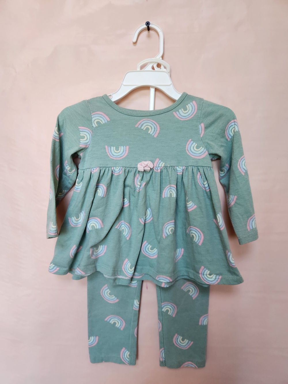 First Impressions Sage Green Rainbow Print Two-Piece Set